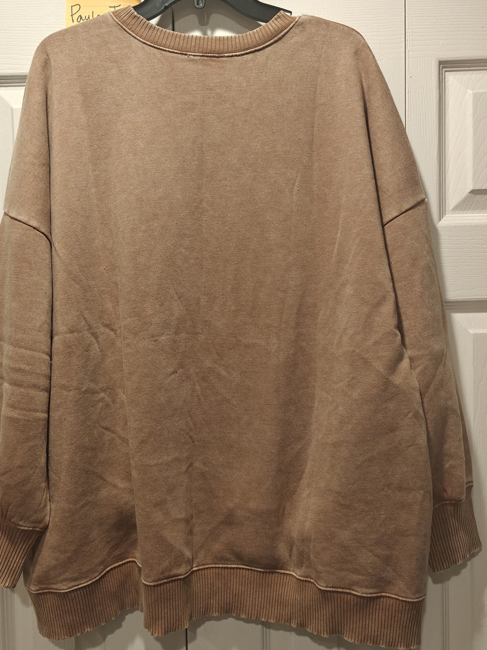 Zenana Just For You Distressed Pullover Mocha NWOT - Picture 2 of 3